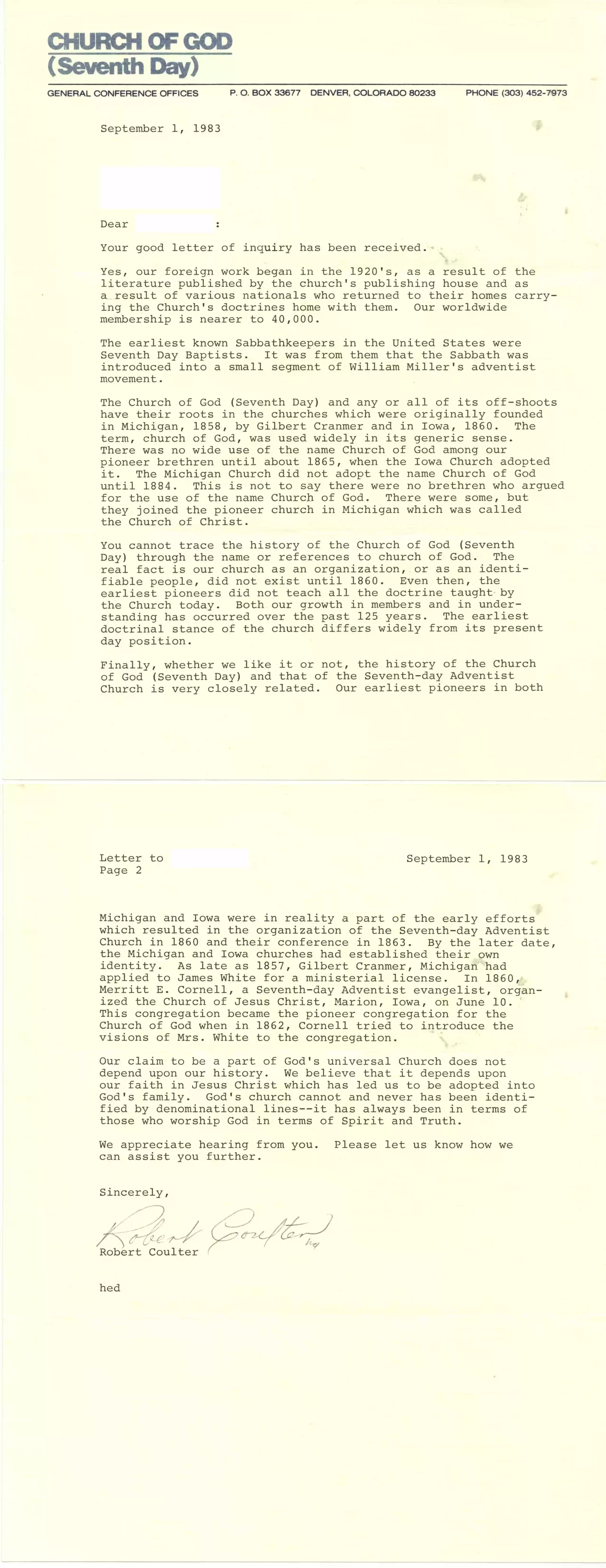 Robert Coulter 9-1-83